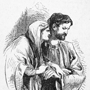 SHAKESPEARE: MACBETH. Macbeth and Lady Macbeth in Act I, Scene VII of William Shakespeares Macbeth. Wood engraving, 1881, after Sir John Gilbert