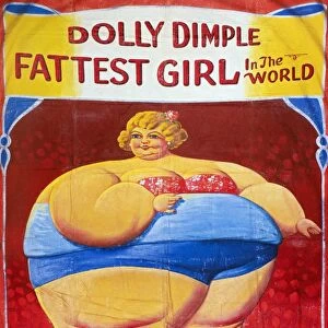 SIDESHOW POSTER, c1949. Circus sideshow poster by Nieman Eisman, featuring Celesta Geyer, known as Jolly Dolly Dimple, c1949