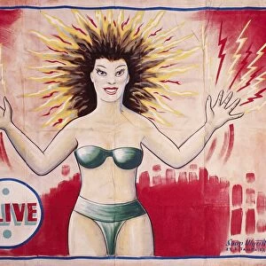 SIDESHOW POSTER, c1965. Sideshow poster by Snap Wyatt featuring the Electric Girl, c1965