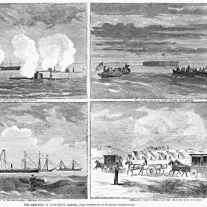 SIEGE OF CHARLESTON, 1863. The campaign in Charleston Harbor Engraving, 1863