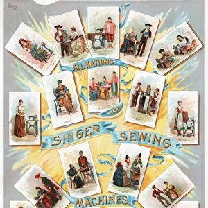 SINGER SEWING MACHINE AD. All Nations Use Singer Sewing Machines