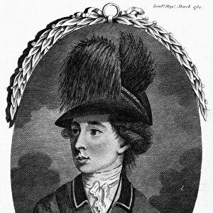 SIR BANASTRE TARLETON (1754-1833). English soldier. Copper engraving, English, 1782