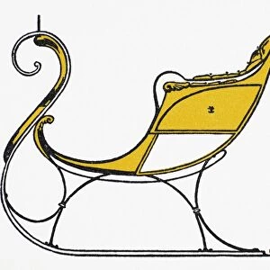 SLEIGH, 19th CENTURY. Water color made for Brewster and Company, New York, 19th century