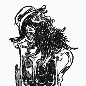 SOCIALIST VOTER, c1896. The socialist voter, characterized by his drink of choice, lager. Cartoon engraving, American, c1896