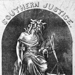 SOUTHERN JUSTICE, 1867. Central detail of the American cartoon Southern Justice by Thomas Nast