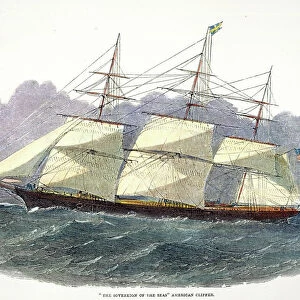 SOVEREIGN OF THE SEAS, 1853. American clipper ship designed by Donald McKay, The Sovereign of the Seas: wood engraving, 1853