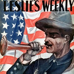 SPANISH-AMERICAN WAR, 1898. Your Country Calls You : front page of Leslies Weekly, 30 June 1898, supporting the call for volunteers to fight in the war against Spain