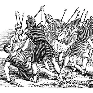 SPARTAN WARRIORS. Engraving from The History of Sandford and Merton, by Thomas Day