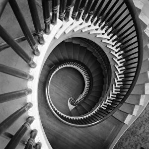 SPIRAL STAIRCASE. The staircase in the Mills-Stebbins House in Springfield, Massachusetts
