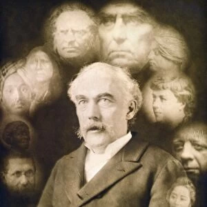 SPIRIT PHOTOGRAPH, c1901. Spirit photograph of John Hallowell surrounded by super-imposed faces of fourteen deceased people. Photograph, c1901