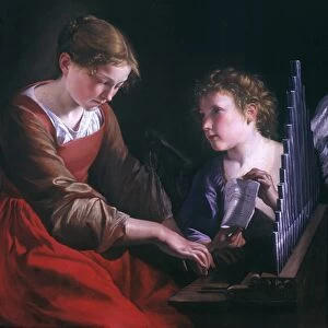 ST. CECILIA AND AN ANGEL. Canvas, c1610, by Orazio Gentileschi