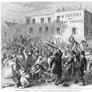 ST. PATRICKs DAY RIOT, 1867. The attack on the police at the corner of Grand