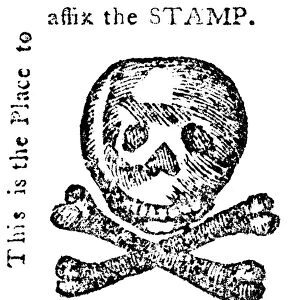 STAMP ACT: CARTOON, 1765. Anti-Stamp Act woodcut from the Pennsylvania Journal, 1765
