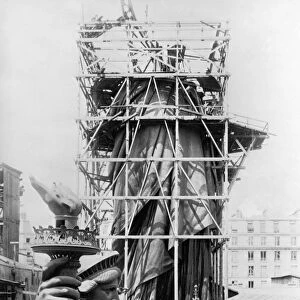 STATUE OF LIBERTY, c1883. The Statue of Liberty under construction in Paris, c1883