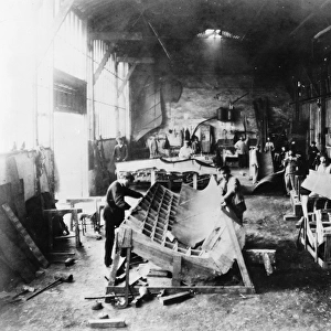 STATUE OF LIBERTY, PARIS. The Statue of Liberty under construction at the Monduit and Bechet workshop in Paris, France, c1883