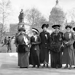 SUFFRAGETTES, 1913. American suffragettes at the womens suffrage parade held in Washington D