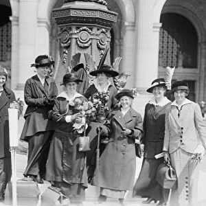 SUFFRAGETTES, 1914. Group of suffragettes. Left to right: Rose Winslow, Lucy Burns