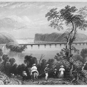 SUSQUEHANNA RIVER: BRIDGE. Columbia Bridge on the Susquehanna River. Steel engraving, 1838