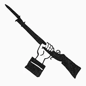 SYMBOL: RAISED GUN. Symbol of freedom