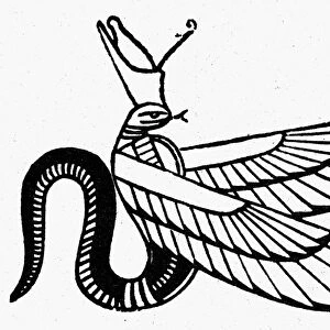SYMBOL: WINGED SERPENT. Ancient Egyptian symbol of evil. Line engraving