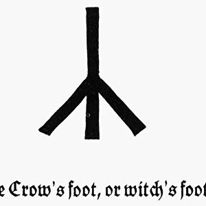 SYMBOLS: CROWs FOOT. Crows foot, or witchs foot. German house-mark, woodcut