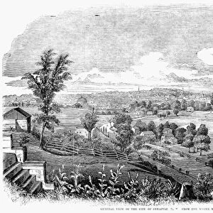 SYRACUSE, NEW YORK, 1853. A view of the city of Syracuse, New York, from the Water Works. Wood engraving, 1853