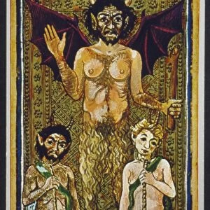 TAROT CARD: THE DEVIL, c1430. The Devil (Disease): tarot card from an Italian deck printed in Milan, c1430