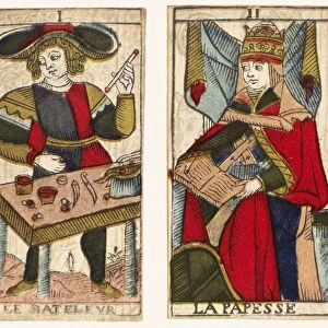 TAROT CARDS, c1700. The first two atouts of a tarot series, 18th century