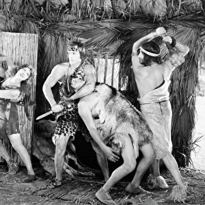 TARZAN THE MIGHTY, 1928. Frank Merrill in the title role and Natalie Kingston in Tarzan the Mighty, 1928