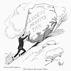 TAX CARTOON, 1921. The tired business man. Drawing by Paul Reilly