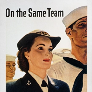 On the Same Team. American World War II recruiting poster for the WAVES (Women Accepted for Volunteer Emergency Service)