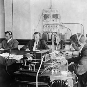 TELEGRAPH OPERATORS, c1912. Students practicing at the Marconi Wireless Telegraph
