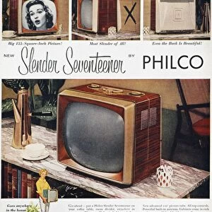 TELEVISION AD, 1957. Philco television advertisement from an American magazine, 1957