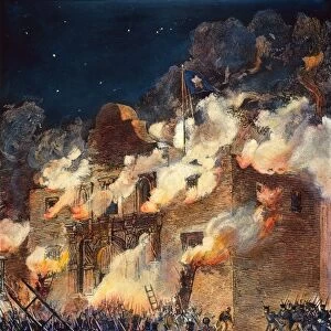 TEXAS: THE ALAMO, 1836. The Siege of the Alamo, 23 February-6 March 1836. Color engraving, 19th century