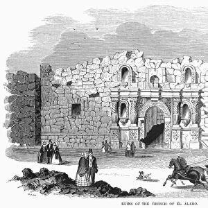 TEXAS: THE ALAMO, 1854. Ruins of the Alamo at San Antonio, Texas. Wood engraving, American, 1854