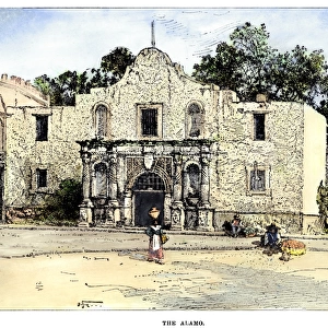 TEXAS: ALAMO, 1900. The Alamo at San Antonio: colored line engraving, c1900