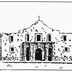 TEXAS: THE ALAMO. The Alamo at San Antonio, Texas. Line engraving