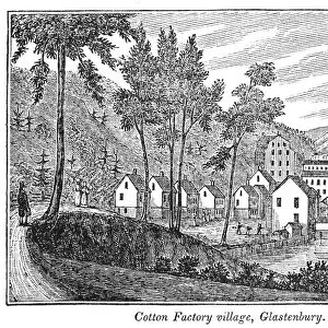TEXTILE MILL, 1837. The Hartford Manufacturing Company. Cotton factory at Glastonbury, Connecticut. Wood engraving, 1837