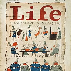 THANKSGIVING, 1924. Thanksgiving Number, from The Birch-Bark News, November, 1621. Life Magazine cover, 1924