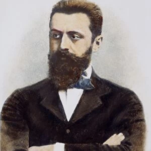 THEODOR HERZL (1860-1904). Hungarian Zionist leader. Oil over a photograph, n. d