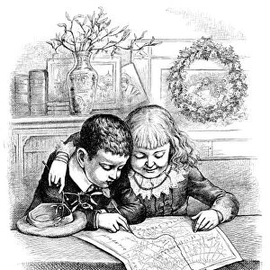 THOMAS NAST: CHRISTMAS. Children tracing Santa Claus route from the North Pole