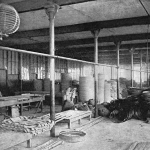 TIRE FACTORY, 1897. Interior of the Beeston pneumatic tire factory in England. Photograph