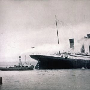 THE TITANIC, 1912. The White Star liner Titanic photographed just before leaving Southampton, England, on her maiden voyage on April 10, 1912