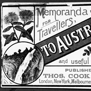 TOURISM: AUSTRALASIA, 1889. Front page of Memoranda for Travellers to Australasia