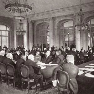 TREATY OF VERSAILLES, 1919. French Premier Clemenceau addressing the German Delegates