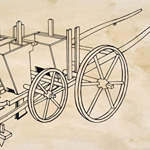 TULL: SEED DRILL. Seed drill invented, c1701, by Jethro Tull (1674-1741): line engraving