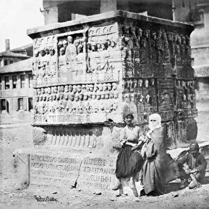 TURKEY: ISTANBUL, 1856. The base of the Obelisk of Theodosius I, an Egyptian obelisk