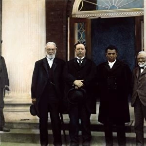 TUSKEGEE INSTITUTE 1906. Left to right: Trustee Robert C. Ogden, William Howard Taft, Booker T