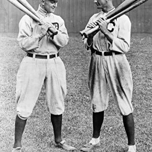 Ty Cobb (1886-1961) and Shoeless Joe Jackson (1888-1951). American baseball players. Photographed in 1913