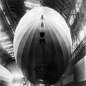 U. S. AIRSHIP, 1924. The U. S. airship Los Angeles (the German LZ-126 constructed as war reparations payment) in its shed at Lakehurst, New Jersey, 1924